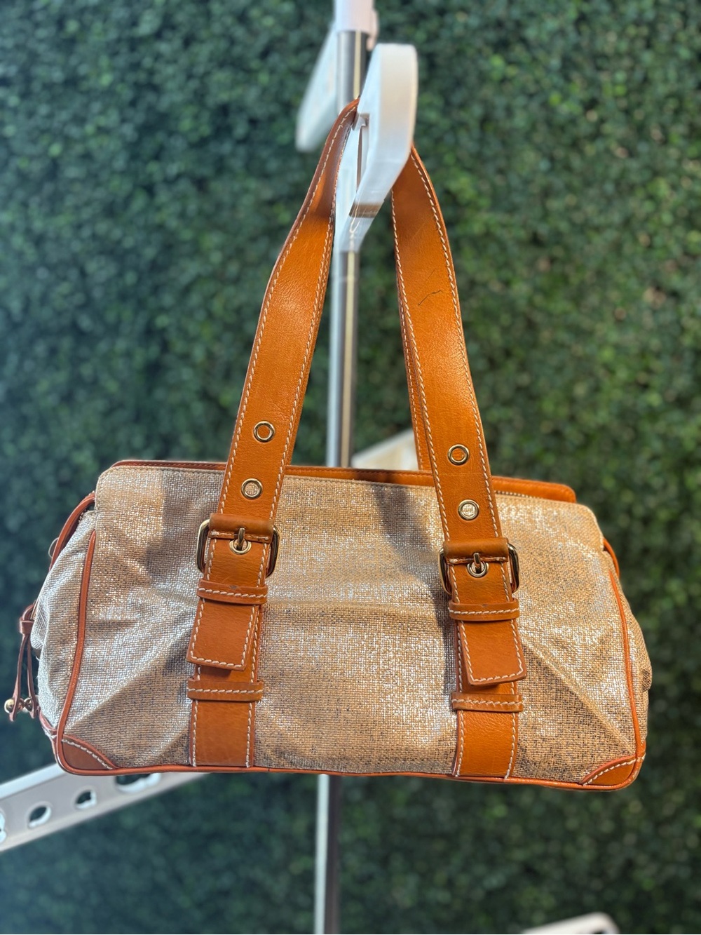 Vintage Marc Jacobs Tan Canvas & Cognac Leather Tote Bag - Picture 3 of 9